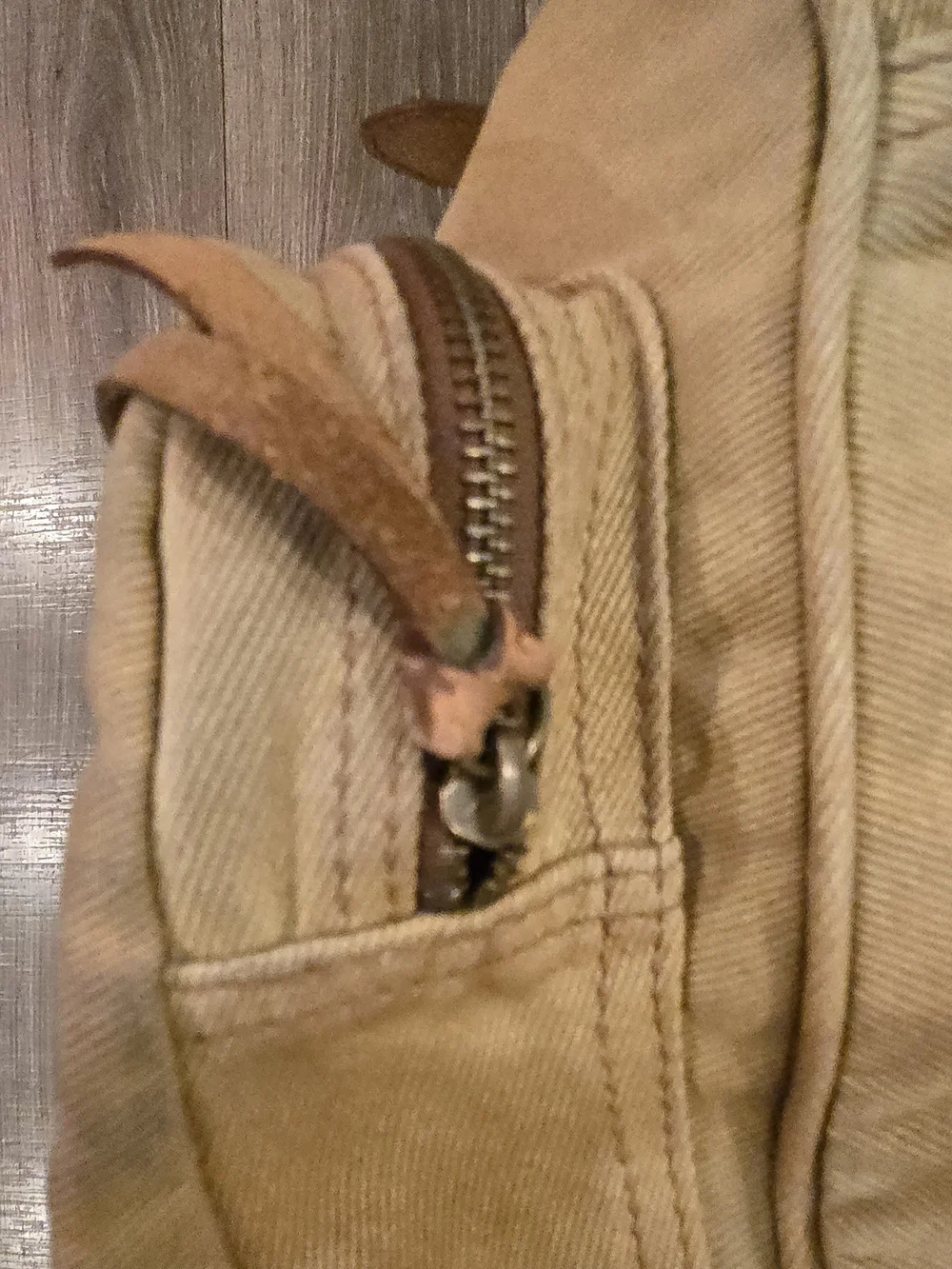 Vintage J.Crew Canvas Leather Weekender Duffel Bag Tan Brass Buckle Travel.